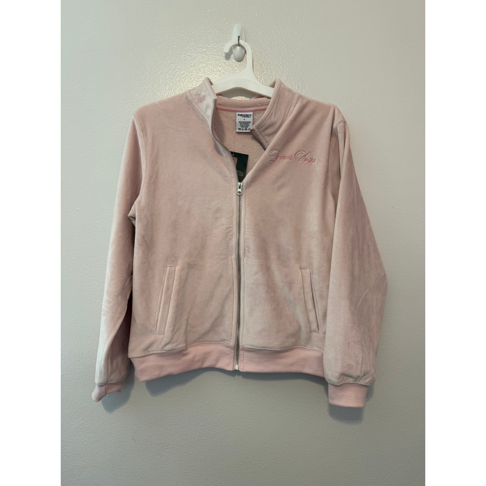 Legendary Rootz Pink Velour Brown Sugar Full Zip Jacket Women Large NWT